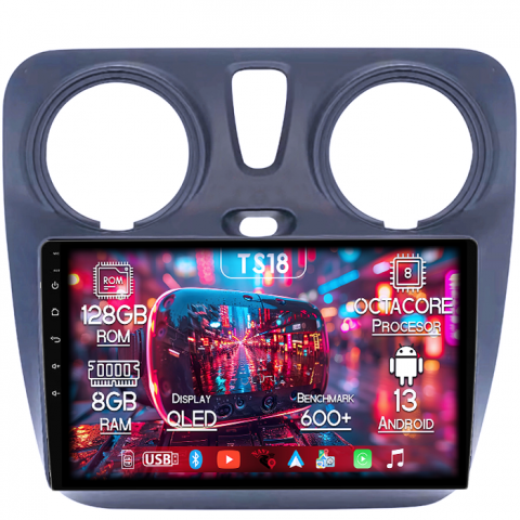 Navigatii Dedicate - Navigatie dedicata Dacia Dokker 2012, 8GB RAM 128GB ROM, Octacore, Platforma TS18, Android 13, Display QLED 9”, Suporta camera 360º, DSP, Carplay&Android Auto, SIM 4G, Ventilator Activ