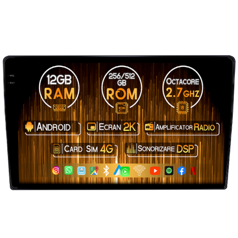 Duster 2015-2018 - Navigatie dedicata Renault Duster 2015-2018, 12GB RAM 256GB ROM, Android 14, Rezolutie 2K, Display QLED, 10", DSP, Carplay, Android Auto, Internet, Youtube, Waze, Wi Fi, USB