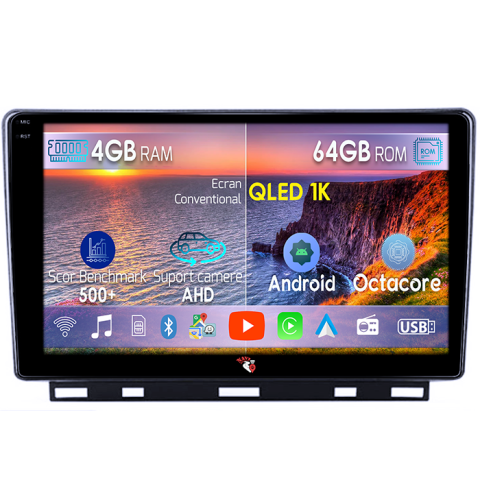 Navigatii Dedicate - Navigatie dedicata Clio 5, 4GB RAM 64GB ROM, Octacore, Android 14, Display QLED 10", DSP, Carplay&Android Auto, SIM 4G, Ventilator Activ