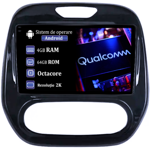 Captur 2013+ - Navigatie dedicata Renault Captur 2013+, 4GB RAM 64GB ROM, Procesor Qualcomm Octacore, Android 14, Rezolutie 2K, Display QLED 10", DSP, Carplay&Android Auto, SIM