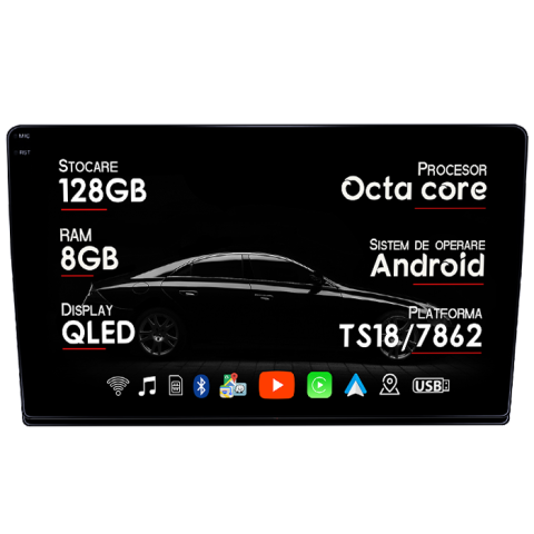 Duster 2015-2018 - Navigatie dedicata Dacia Renault Duster 2015-2018, 8GB RAM 128GB ROM, Octacore, Platforma TS18, Android 14, Display QLED 10", Suporta camera 360", DSP, Carplay&AndroidAuto