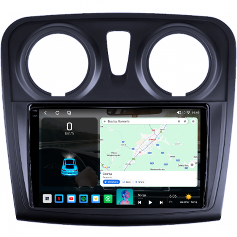 Navigatie dedicata Dacia Logan 2 2012-2019, 4GB RAM 64GB ROM, Quadcore, Android 14, Display QLED 1K 9", DSP, Carplay&Android Auto, Suport camere AHD [1]