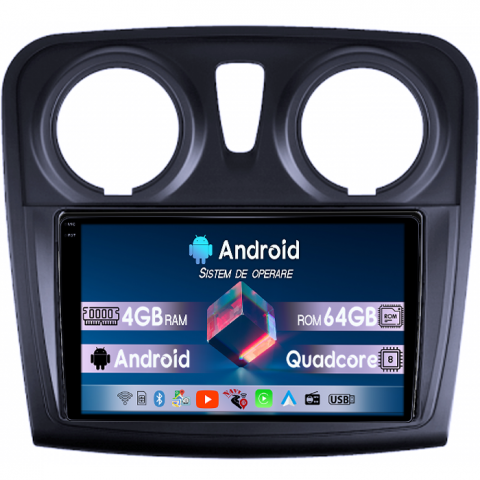 Dacia Logan 2009 - 2016 - Navigatie dedicata Dacia Logan 2 2012-2019, 4GB RAM 64GB ROM, Quadcore, Android 14, Display QLED 1K 9", DSP, Carplay&Android Auto, Suport camere AHD