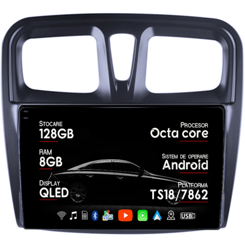 Navigatie dedicata Dacia Logan 2 Clima 2015-2021, 8GB RAM 128GB ROM, Octacore, Platforma 7862,Android 13, Display QLED 9”, Suporta camera 360º, DSP, Carplay&Android Auto, SIM 4G, Ventilator Activ [4]