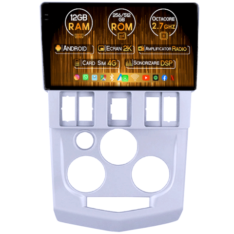 Logan 0 2004-2008 - Navigatie dedicata Dacia Logan 2004-2009, 12GB RAM 256/512GB ROM, Android 13, Rezolutie 2K, Display QLED 9", DSP, Carplay&Android Auto, SIM 4G, Ventilator Activ