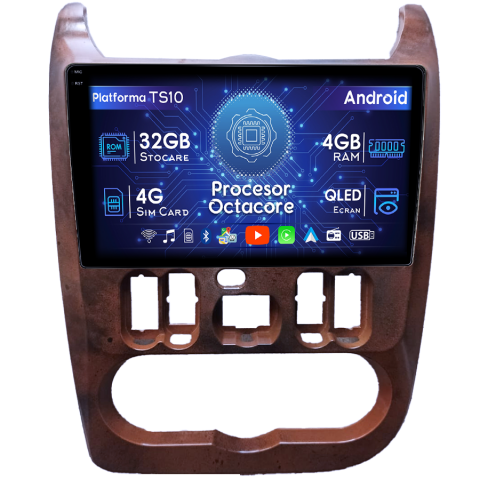 Logan 2009-2015 - Navigatie dedicata Dacia Logan 2009-2015, 4GB RAM 32GB ROM, Octacore, Android 14, Display QLED 1K 9", DSP, Carplay&Android Auto, SIM 4G, Bluetooth, Ventilator Activ