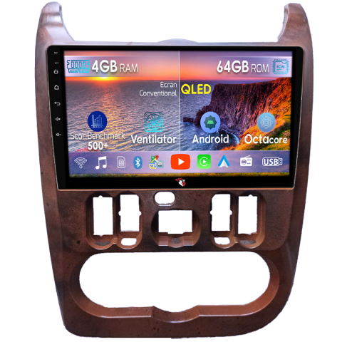 Dacia - Navigatie dedicata Dacia Logan 2009-2015, 4GB RAM 64GB ROM, Octacore, Android 14, Display QLED 9", DSP, Carplay&Android Auto, SIM 4G, Ventilator Activ