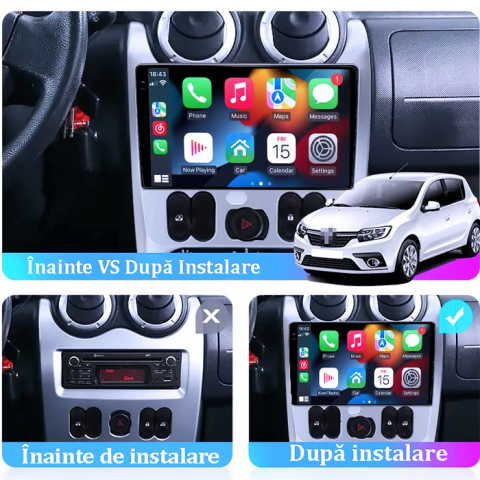 Navigatie dedicata Dacia Logan 2009-2015, 4GB RAM 64GB ROM, Procesor Qualcomm Octacore, Android 14, Rezolutie 2K, Display QLED 9", DSP, Carplay&Android Auto, SIM 4G [6]