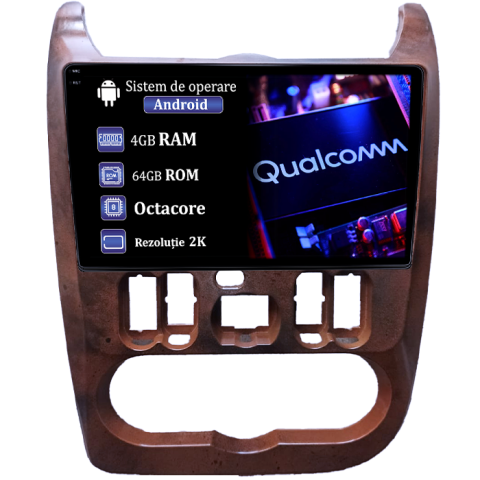 Dacia - Navigatie dedicata Dacia Logan 2009-2015, 4GB RAM 64GB ROM, Procesor Qualcomm Octacore, Android 14, Rezolutie 2K, Display QLED 9", DSP, Carplay&Android Auto, SIM 4G