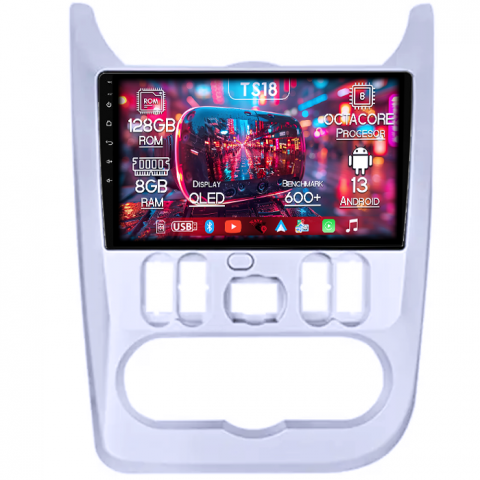 Navigatii Dedicate - Navigatie dedicata Dacia Logan 2009-2016, 8GB RAM 128GB ROM, Octacore, Platforma TS18, Android 13, Display QLED 9”, Suporta camera 360º, DSP, Carplay&Android Auto, SIM 4G, Ventilator Activ