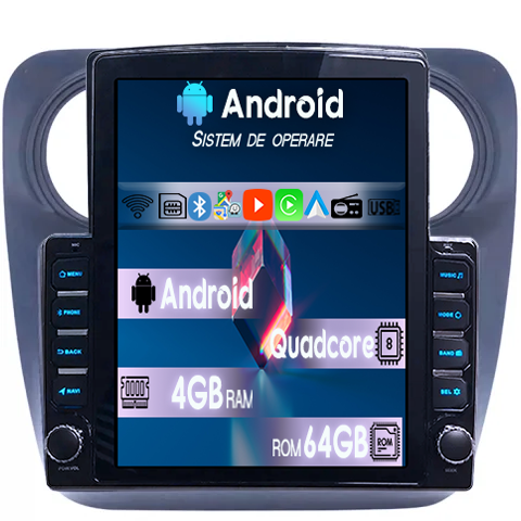 Logan 2 2012-2020 - Navigatie dedicata Dacia Logan 2012-2020 Tesla Style, 4GB RAM 64GB ROM, Procesor Quadcore, Android, Display QLED 9.7", DSP, Carplay&Android Auto