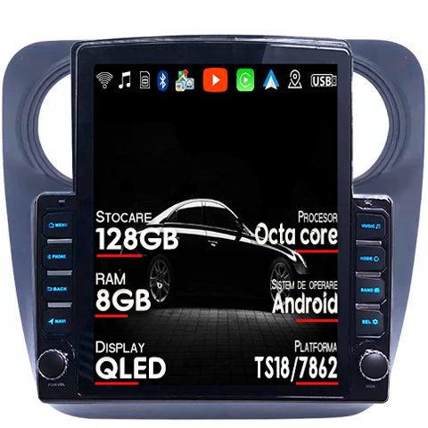 Logan 2 2012-2020 - Navigatie dedicata Dacia Logan 2012-2020, Tesla Style, 8GB RAM 128GB ROM, Octacore, Android 14, Display QLED 9.7”, Suporta camera 360º, DSP, Carplay&Android Auto, S