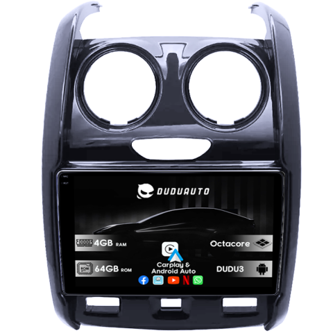 Navigatii Dedicate - Navigatie dedicata Renault Duster 2015-2020 Lada Largus 2021 DUDU3, 4GB RAM 64GB ROM, Octacore, Platforma 8581, Android, Display QLED 9", DSP, Carplay&AndroidAuto