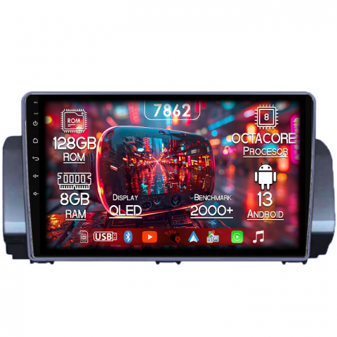 Dacia - Navigatie dedicata Dacia Sandero 2021, 8GB RAM 128GB ROM, Octacore, Platforma 7862,Android 13, Display QLED 9”, Suporta camera 360º, DSP, Carplay&Android Auto, SIM 4G, Ventilator Activ