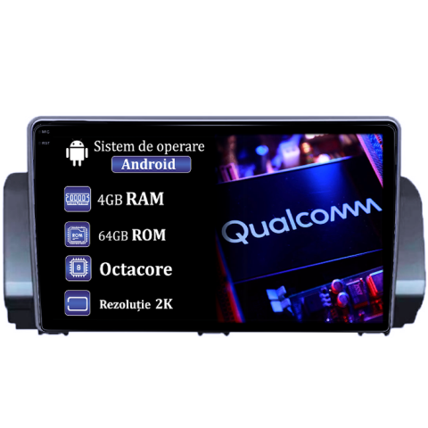 Navigatii Dedicate - Navigatie dedicata Dacia Sandero&Jogger 2021, 4GB RAM 64GB ROM, Procesor Qualcomm Octacore, Android 14, Rezolutie 2K, Display QLED 9", DSP, Carplay&Android Auto, SIM 4G