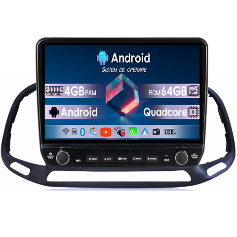 Fiat - Navigatie dedicata Doblo 2015-2019 Tesla cu butoane rotative model 2024, 4GB RAM 64GB ROM, Procesor Quadcore, Android 14, Display QLED 10", DSP, Carplay&Android Auto