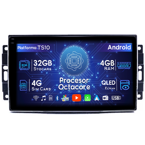 Dodge Avenger/Challenger 3/Charger/Dakota/Duragno/Nitro - Navigatie dedicata Dodge Avenger/Challenger 3/Charger/Dakota/Duragno/Nitro, 4GB RAM 32GB ROM, Octacore, Android 14, Display QLED  9", DSP, Carplay&Android Auto, SIM 4G,