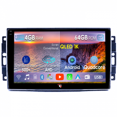 Dodge Avenger/Challenger 3/Charger/Dakota/Duragno/Nitro - Navigatie dedicata Dodge Avenger/Challenger 3/Charger/Dakota/Duragno/Nitro, 4GB RAM 64GB ROM, Octacore, Android 14, Display QLED 1K 9", Carplay&Android Auto, SIM 4G, Ventilator Activ