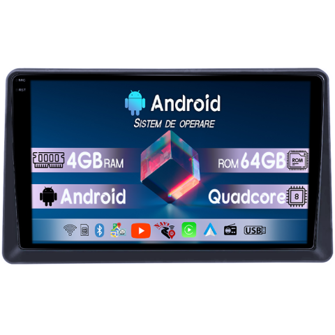 Renault - Navigatie dedicata Renault Express 2021+, 4GB RAM 64GB ROM, Quadcore, Android 14, Display QLED  9", DSP, Carplay&Android Auto, Suport camere AHD