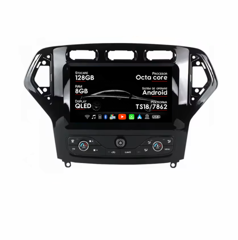 Mondeo 2007-2011 - Navigatie dedicata Ford Mondeo 2007-2010 Butoane Sus, 8GB RAM 128GB ROM, Octacore, Platforma TS18, Android, Display QLED 9", Suporta camera 360", DSP, Carplay&AndroidAuto
