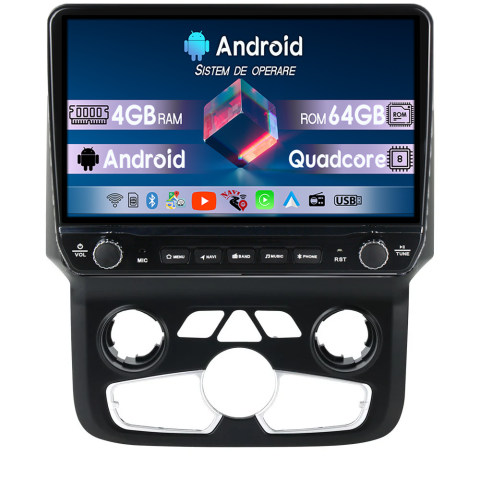 RAM 2018 - Navigatie dedicata Dodge Ram 2013-2019 Clima Tesla Cu Butoane Rotative Model 2024, 4GB RAM 64GB ROM, Procesor Quadcore, Android 14, Display QLED 10", DSP, Carplay&AndroidAuto