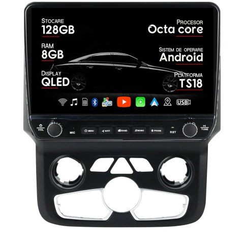 RAM 2018 - Navigatie dedicata Dodge Ram 2013-2019 Clima Tesla Cu Butoane Rotative Model 2024, ANDROID 13, 10 inch , 8+128GB, Internet, Aplicatii, Waze, GPS