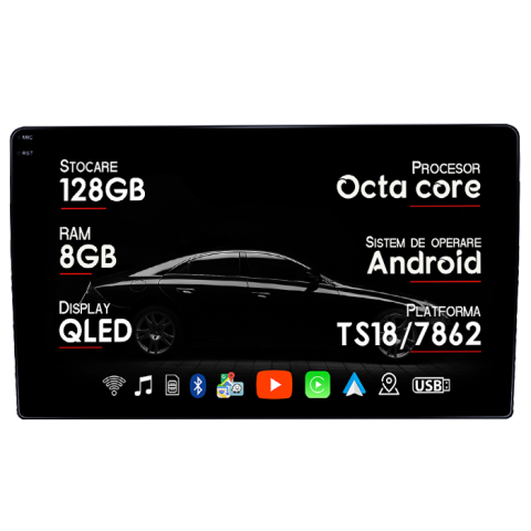 Navigatii Dedicate - Navigatie dedicata Ducato 2006-2016 Low, 8GB RAM 128GB ROM, Octacore, Platforma TS18, Android 13, Display QLED 9”, Suporta camera 360º, DSP, Carplay&Android Auto, SIM 4G, Ventilator Activ