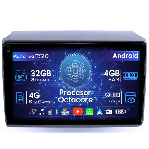 Ducato - Navigatie dedicata Ducato 2020 High, 4GB RAM 32GB ROM, Octacore, Android 14, Display QLED  9", DSP, Carplay&Android Auto, SIM 4G, Bluetooth, Ventilator Activ