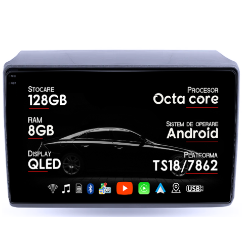 Navigatii Dedicate - Navigatie dedicata Ducato 2020 High, 8GB RAM 128GB ROM, Octacore, Platforma TS18, Android 13, Display QLED 9”, Suporta camera 360º, DSP, Carplay&Android Auto, SIM 4G, Ventilator Activ