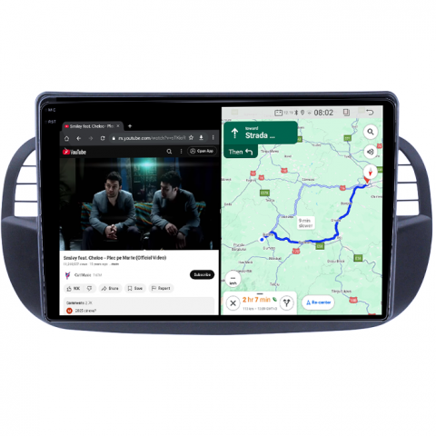 Navigatie dedicata Fiat 500, 4GB RAM 64GB ROM, Quadcore, Android 14, Display QLED 1K 9", DSP, Carplay&Android Auto, Suport camere AHD [4]