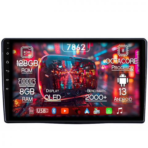 Fiat 500L 2012-2017 - Navigatie dedicata Fiat 500L 2012-2017, 8GB RAM 128GB ROM, Octacore, Platforma 7862,Android 13, Display QLED 9”, Suporta camera 360º, DSP, Carplay&Android Auto, SIM 4G, Ventilator Activ