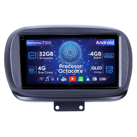 500X 2014-2020 - Navigatie dedicata Fiat 500X 2014-2020, 4GB RAM 32GB ROM, Octacore, Android 14, Display QLED 1K 9", DSP, Carplay&Android Auto, SIM 4G, Bluetooth, Ventilator Activ
