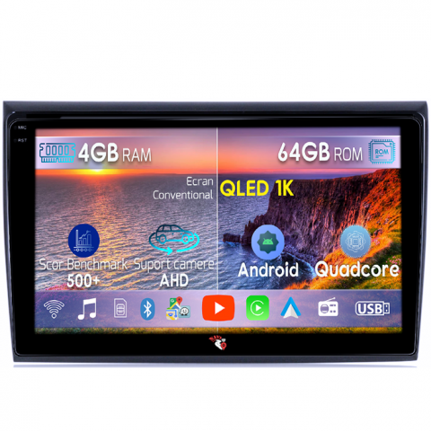 Bravo 2007-2012 - Navigatie dedicata Fiat Bravo 2007-2012, 4GB RAM 64GB ROM, Octacore, Android 14, Display QLED 1K 9", Carplay&Android Auto, SIM 4G, Ventilator Activ