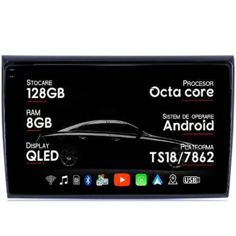 Bravo 2007-2012 - Navigatie dedicata Fiat Bravo 2007-2012, 8GB RAM 128GB ROM, Octacore, Platforma TS18, Android 13, Display QLED 9”, Suporta camera 360º, DSP, Carplay&Android Auto, SIM 4G, Ventilator Activ