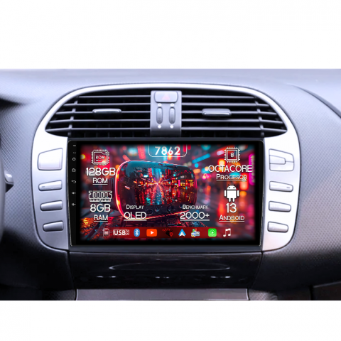 Bravo - Navigatie dedicata Fiat Bravo 2008-2015, 8GB RAM 128GB ROM, Octacore, Platforma 7862,Android 13, Display QLED 9”, Suporta camera 360º, DSP, Carplay&Android Auto, SIM 4G, Ventilator Activ