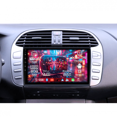 Navigatii Dedicate - Navigatie dedicata Fiat Bravo 2008-2015, 8GB RAM 128GB ROM, Octacore, Platforma TS18, Android 13, Display QLED 9”, Suporta camera 360º, DSP, Carplay&Android Auto, SIM 4G, Ventilator Activ