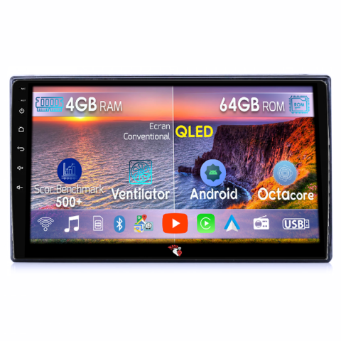 Fox 2003-2016 - Navigatie dedicata Volkswagen Fox 2003-2016, 4GB RAM 64GB ROM, Octacore, Android 14, Display QLED 9", Carplay&Android Auto, SIM 4G, Ventilator Activ      