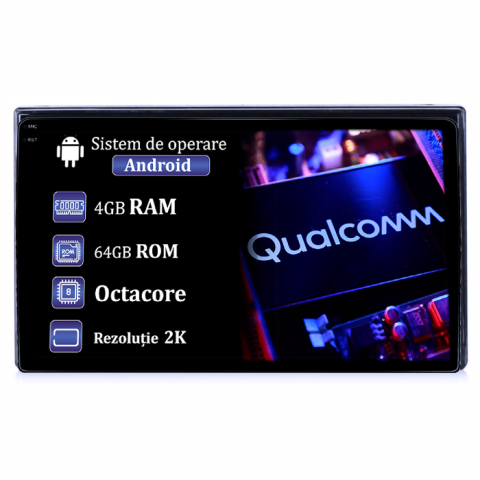 Fox 2003-2016 - Navigatie dedicata Volkswagen Fox 2004-2016, 4GB RAM 64GB ROM, Procesor Qualcomm Octacore, Android 14, Rezolutie 2K, Display QLED 9", DSP, Carplay&Android