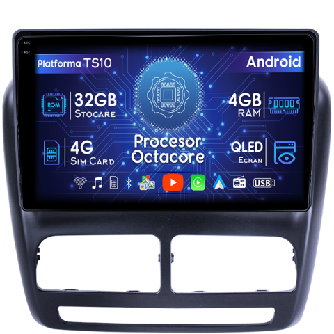 Fiat Doblo - Navigatie dedicata Fiat Doblo 2015, 4GB RAM 32GB ROM, Octacore, Android 14, Display QLED 1K 9", DSP, Carplay&Android Auto, SIM 4G, Bluetooth, Ventilator Activ
