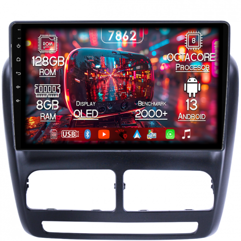 Fiat Doblo - Navigatie dedicata Fiat Doblo 2015, 8GB RAM 128GB ROM, Octacore, Platforma 7862,Android 13, Display QLED 10”, Suporta camera 360º, DSP, Carplay&Android Auto, SIM 4G, Ventilator Activ
