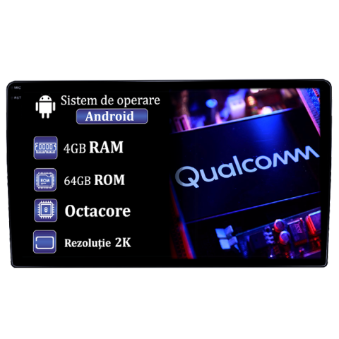 Ducato - Navigatie dedicata Fiat Ducato 2006-2016 Low, 4GB RAM 64GB ROM, Procesor Qualcomm Octacore, Android 14, Rezolutie 2K, Display QLED 9", DSP, Carplay&Android Auto, SIM 4G