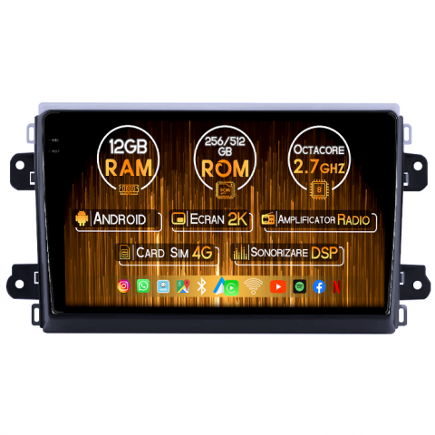 Navigatii Dedicate - Navigatie dedicata Fiat Ducato 2022+, 12GB RAM 256/512GB ROM, Android 13, Rezolutie 2K, Display QLED 9", DSP, Carplay&Android Auto, SIM 4G, Ventilator Activ, Suport Camere 360