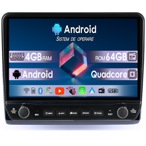 Fiat - Navigatie dedicata Fiat Ducato 3 2006-2022, Peugeot Boxer 2 2006-2022, Citroen Jumper 2 2006-2022 Tesla cu butoane rotative model 2024, 4GB RAM 64GB ROM, Procesor Quadcore, Android 14, Display QLED 10