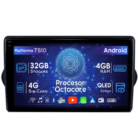 Tipo 2015-2018 - Navigatie dedicata Fiat Egea 2015-2018, 4GB RAM 32GB ROM, Octacore, Android 14, Display QLED 9", DSP, Carplay&Android Auto, SIM 4G, Bluetooth, Ventilator Activ