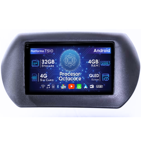 Peugeot - Navigatie dedicata Fiat Fiorino 2008/Citroen Nemo/Peugeot Bipper, 4GB RAM 32GB ROM, Octacore, Android 14, Display QLED 1K 10", DSP, Carplay&Android Auto, SIM 4G, Bluetooth, Ventilator Activ