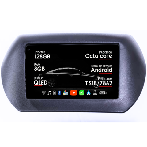 Fiat Fiorino 2008 - Navigatie dedicata Fiat Fiorino 2008/Citroen Nemo/Peugeot Bipper, 8GB RAM 128GB ROM, Octacore, Platforma TS18, Android 13, Display QLED 10”, Suporta camera 360º, DSP, Carplay&Android Auto, SIM 4G, Ven