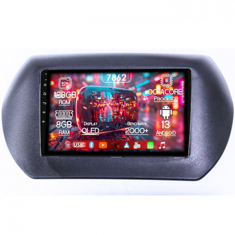 Peugeot - Navigatie dedicata Fiat Fiorino 2008/Citroen Nemo/Peugeot Bipper, 8GB RAM 128GB ROM, Octacore, Platforma 7862,Android 13, Display QLED 10”, Suporta camera 360º, DSP, Carplay&Android Auto, SIM 4G, Vent