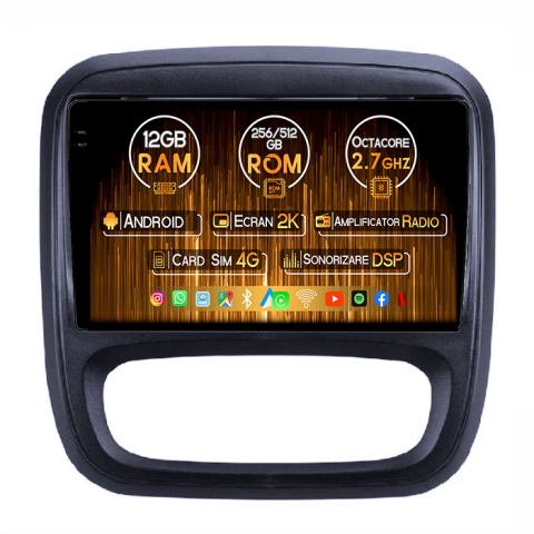 Talento 2016+ - Navigatie dedicata Fiat Talento 2016+, 12GB RAM 256GB ROM, Android, Rezolutie 2K, Display QLED, 9", DSP, Carplay, Android Auto, Internet, Youtube, Waze, Wi Fi, USB