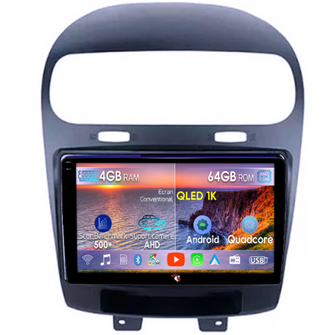 Navigatii Dedicate - Navigatie dedicata Fiat Freemont 2011-2021, 4GB RAM 64GB ROM, Octacore, Android 14, Display QLED 1K 9", Carplay&Android Auto, SIM 4G, Ventilator Activ