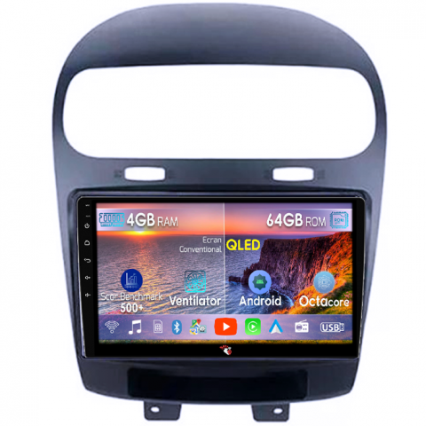 Fiat - Navigatie dedicata Fiat Freemont 2011-2021, 4GB RAM 64GB ROM, Octacore, Android 14, Display QLED 9", DSP, Carplay&Android Auto, SIM 4G, Ventilator Activ
